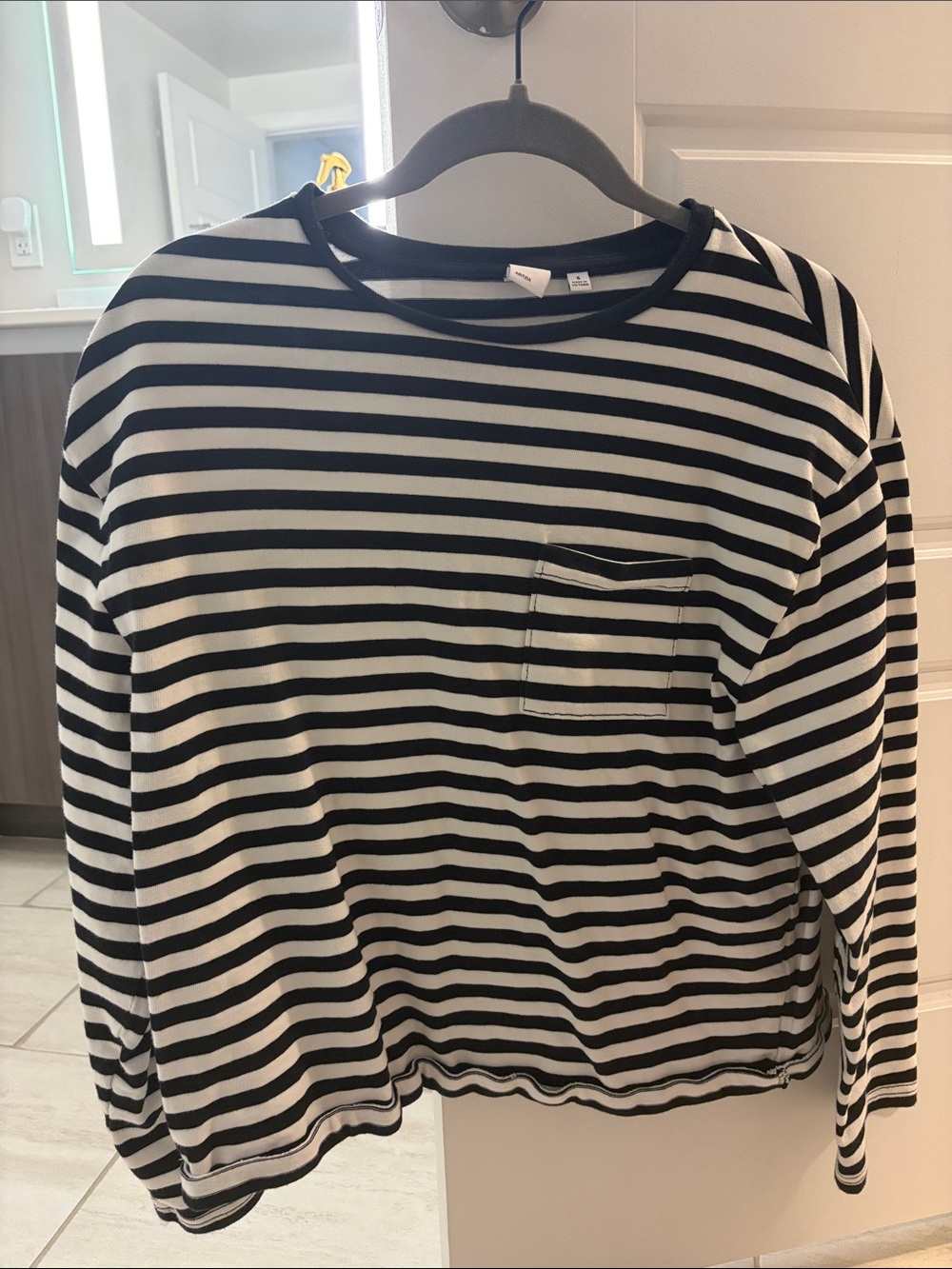 TNA Black and White Striped Long Sleeve Shirt Small